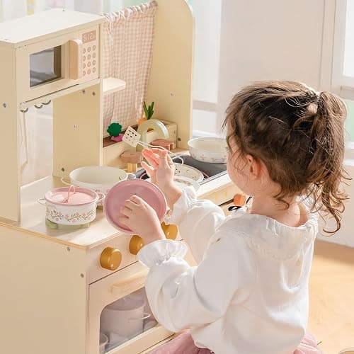 ROBUD Play Pots and Pans Sets for Kids Kitchen, Play Kitchen Accessories Pretend Cooking, Cartoon Pink Metal Pots and Pans Metal, Kids Kitchen Playset, Mini Toy Kitchen Accessories(9 Pieces) thumbnail 9