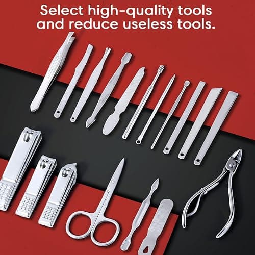 Nail Clippers Set Fingernail and Toenail Clipper Cutters Men's Accessories,Manicure Pedicure Kit Professional Grooming Kits,Nail Care Tools with Travel Case Gifts for Men Women thumbnail 2