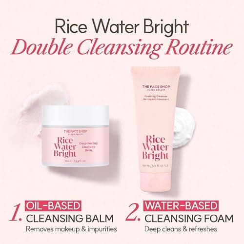 The Face Shop Rice Water Bright Cleansing Balm, Removes Makeup & SPF, 4-in-1 Makeup Remover, for All Skin Types, Korean Rice Extract, Lavender Oil, 100ml / 3.3 fl. oz. thumbnail 8