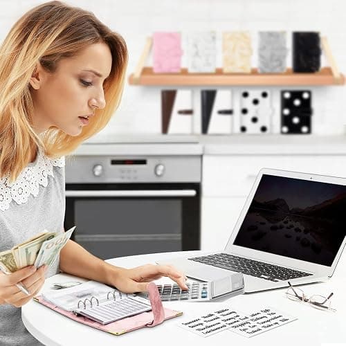 Onlyesh Budget Binder, Cash Envelopes for Budgeting, Money Organizer for Cash, 28Pcs Budget Binder with Cash Envelopes, Marble 6-Ring Money Saving Binder(Pink) thumbnail 2