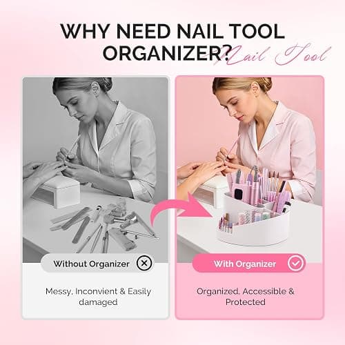 MelodySusie Nail Art Tools Storage Box, Sturdy Large Capacity and Compatible with 3/32" Nail Drill Bits, Nail Drill Holder for Nail Station,Salon & Home, Mothers Day Gifts, White thumbnail 2