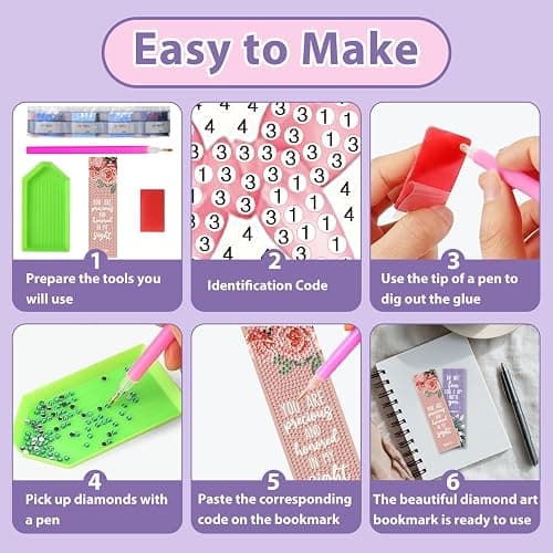 4 PCS Bible Diamond Painting Bookmarks, Flowers Diamond Art Bookmarks for Adults with Pendant, 5d Gem Art, Acrylic Bookmark Easy DIY Crafts for Books Decor Gift thumbnail 7