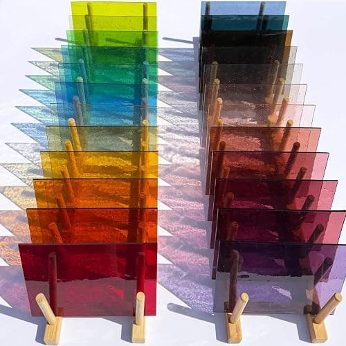LITMIND 24 Sheets Transparent Stained Glass Variety Pack – Soft Rainbow Mix 6 x 4 Inch Smooth Art Glass for Suncatchers, Mosaics & DIY Crafts thumbnail 3