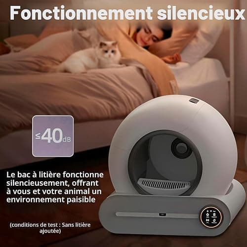 XQDKoon Litière autonettoyante pour chat avec 2 rouleaux de sacs poubelle et tapis de litière pour chat, contrôle par application pour plusieurs chats (A) thumbnail 9