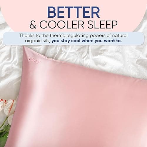 Blissy Silk Pillowcase - 100% Pure Mulberry Silk - 22 Momme 6A High-Grade Fibers - Silk Pillow Cover for Hair & Skin - Regular, Queen & King (Pink, Queen) thumbnail 5