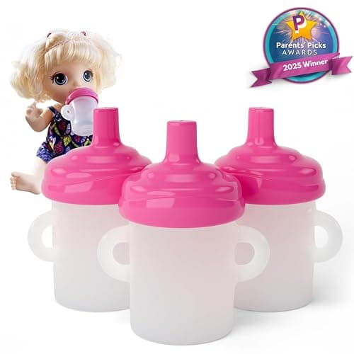 Doll Buddies 4 oz Sippy Cup (3 Pack) | Plastic Sippy Cups for Baby Alive Dolls Drinking Accessories thumbnail 3