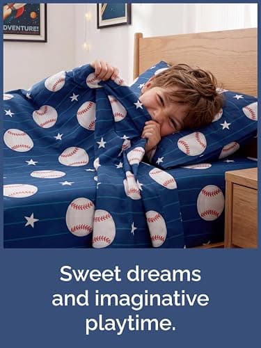 CGK Unlimited Kids Baseball Full 4 Piece Sheet Set - Boys, Girls, Teens, Toddler - Easy Fit Deep Pockets - Ultra Soft, Cooling & Breathable Sheets - Cute, Cozy, Fade & Wrinkle Free - Machine Washable thumbnail 7