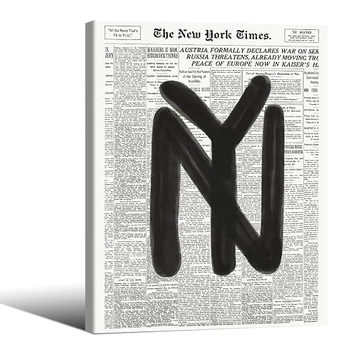 Black and White Newspaper Wall Art Vintage New York City Poster Trendy Minimalist Aesthetic Canvas Prints 12X16 inch Framed for Apartment Bedroom Wall Decor - Image 1
