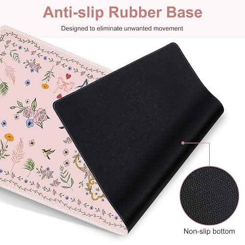 Romantic Pink Floral Mouse Pad, XXL Large Desk Mat Extended Reading Desk pad, 4PCS Non-Slip Rubber Base Computer Big Mousepads for Work, Game, Office, Home Decor Gifts Accessories I Cute Collection thumbnail 7