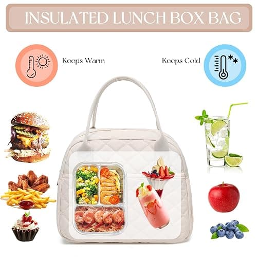 CAMTOP Lunch Box for Women Insulated Lunch Bag Lunchbox Cooler Thermal Leakproof Quilted Reusable Lunch Tote Bag for Work School Travel Picnic thumbnail 5