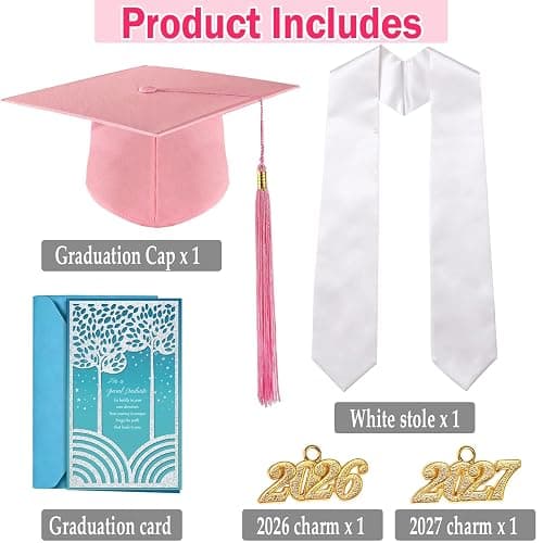 multiwins Graduation Cap, White Stole & Graduation Card Set - Adjustable Cap with 2026 Tassel for High School & Bachelor thumbnail 2