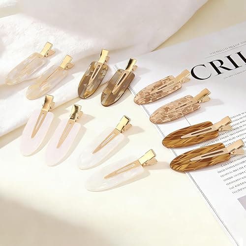 Atoden Creaseless Hair Clips No Crease No Bend Hair Clips for Styling Sectioning Makeup Salon Bangs Flat Hair Pins Alligator Duckbill Barrettes Hair Accessories for Women Girls 12Pcs White Gold thumbnail 8