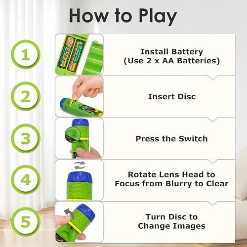 Pup Go Dinosaur Projector Flashlight for Kids Ages 3+, Early and Stocking Stuffers for Boys, 3 Discs 24 Images, Cool Dinosaurs Toys, Dinosaur Kids Flashlight, Night Light Projector thumbnail 6