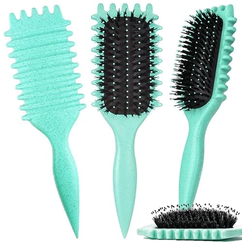 Curl Defining Brush, 1 PCS Curly Hair Brush, Brush for Curly Hair, for Combing and Shaping Men's and Women's Curls to Reduce Pulling (Green) thumbnail 2