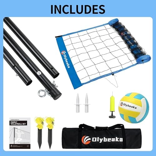 Portable Outdoor Volleyball Net Set for Backyard Beach with Adjustable Poles, Soft PU Volleyball & Pump, Carry Bag and Durable Anti-Sagging Net thumbnail 8