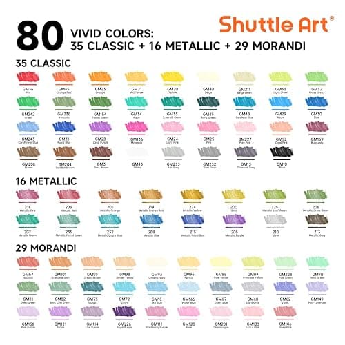 Shuttle Art 80 Colors Dual Tip Acrylic Paint Markers, Brush Tip and Fine Tip Acrylic Paint Pens for Rock Painting, Ceramic, Wood, Canvas, Plastic, Glass, Stone, Calligraphy, Card Making, DIY Crafts thumbnail 2