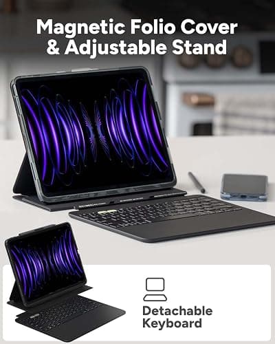 ZAGG Pro Keys 2 iPad Pro 11" (M5)/ (M4) Keyboard Case - Wireless Keyboard & Detachable Folio Case, Laptop-Style Keys, Multi-Pairing Bluetooth, 6.6 ft Drop Protection, NOT COMPATIBLE w iPad Pro Gen 1-4 thumbnail 4