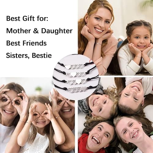 GBTBYS 2/3/4/5 Pcs Best Friend Bracelets Friendship Bff Matching Distance Heart Bracelet Birthday Galentines Valentines Day Gifts for Her Sister Daughter Niece Granddaughter thumbnail 7