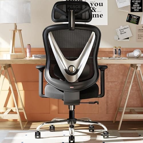 HOLLUDLE Ergonomic Mesh Office Chair - 3D Adjustable Lumbar Support & 3D Armrests, V-Shaped Back, Adjustable Desk Chair for Office & Home, Black - Image 1
