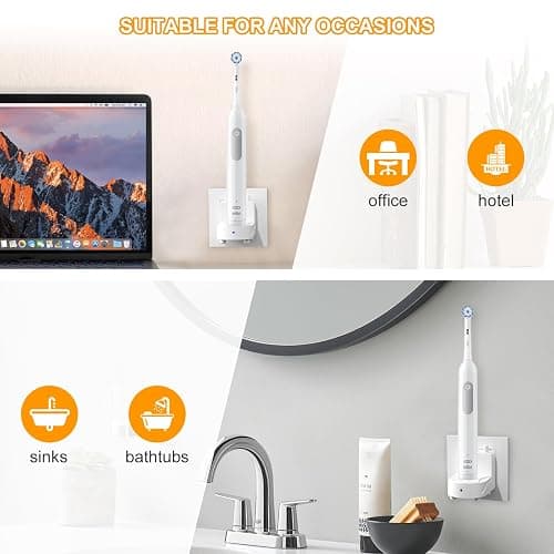 Teeteck Toothbrush Wall Charger for Braun Oral-B Electric Toothbrush,Replacement Model 3757 Wireless Charger Base-Waterproof & Portable- Ideal for Bathroom and Travel (Bright White, CA) - CA - Bright White thumbnail 7