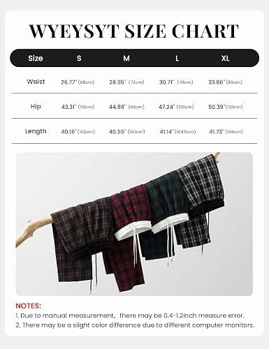 Wyeysyt Women Plaid Pants Gingham Pajama Pants Baggy Sweatpants | Wide Leg Pants, Elastic Drawstring Sweatpants, Fall Winter Casual Pants thumbnail 8