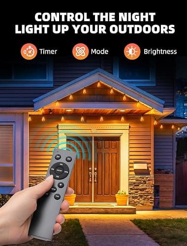 VOZUJI Outdoor Patio String Lights: 100Ft 30M Outside Waterproof Light - Remote Dimmable ST38 Shatterproof Bulb Connectable Hanging Outdoor Electric Lighting - Backyard Yard Gazebo Porch Party thumbnail 2