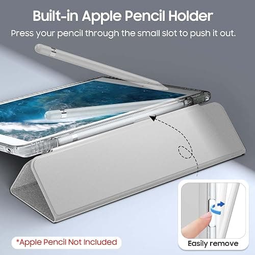 Fintie Slim Case for iPad 9th / 8th / 7th Generation (2021/2020 / 2019) 10.2 Inch - [Built-in Pencil Holder] Glittering Sparkly Shockproof Cover with Shiny Clear Back Shell, Auto Wake/Sleep, Silver thumbnail 6