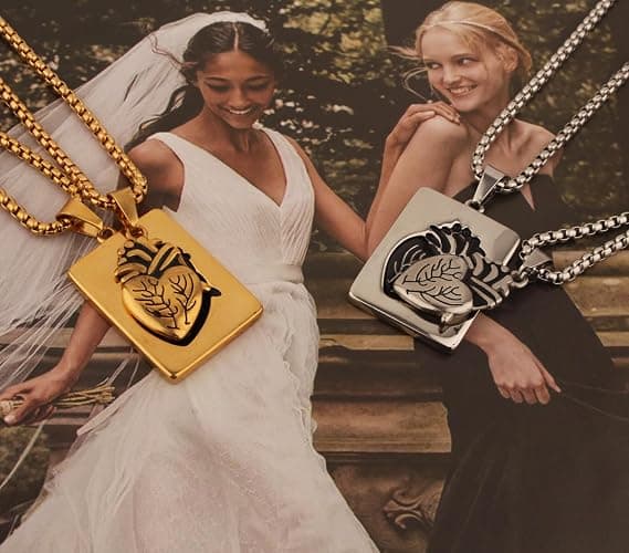 Scddboy Anatomical Heart Necklace for Men,Heart Shape Hip Hop Couple Pendant Necklace or Women Men thumbnail 6