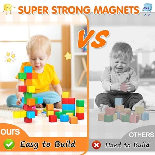 Magnetic Blocks,1.41 inch Large Building Blocks for Kids Ages 3-5 4-8 Sensory Magnetic Cubs for Kids 1-3 Preschool Educational Gifts Toys for Toddlers 3 4 5 6 7 8 Year Old Boys Girls 28PCS thumbnail 2
