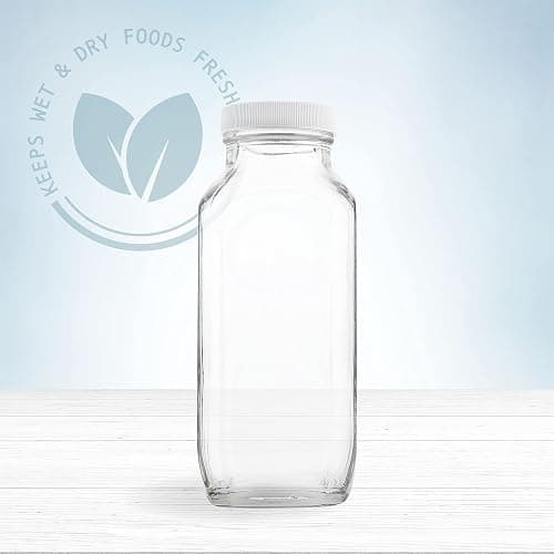 kitchentoolz 16 oz Glass Milk Bottle with Lid - Glass Jars with Airtight Lid used for Milk Container, Yogurt, Smoothies, Juice, Kefir, & Water -2 Pack 16 oz Glass Bottles with Lids thumbnail 7