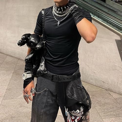 YA BELT Studded Belt for Women and Men Goth Metal Punk Belt Scene Style Cool Belts for Jeans thumbnail 7