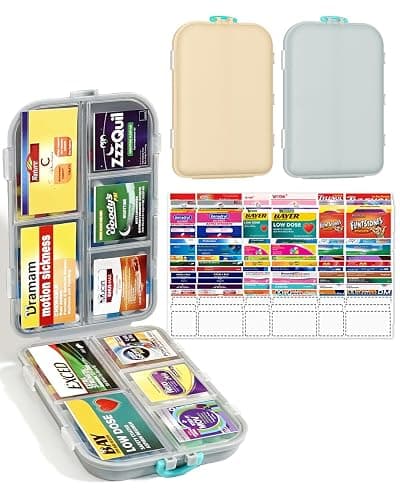 2 Pack Pill Organizer, Travel Pill Organizer with lables, Large Medicine Organizetion, Travel Essentials - Image 1