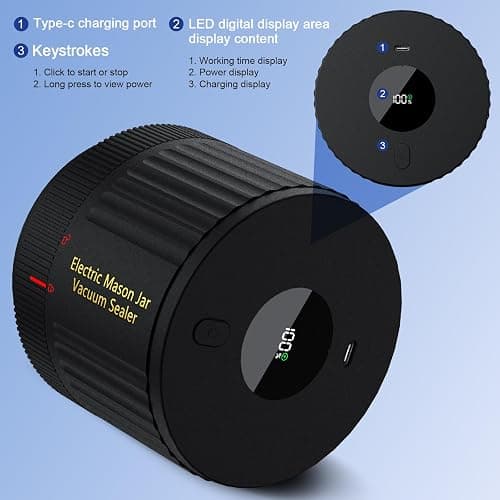 LOVE MOMENT Electric Mason Jar Vacuum Sealer Kit for Wide Mouth and Regular Mouth Mason Jars thumbnail 6