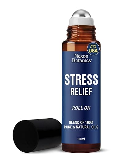 Stress Relief Essential Oil Roll-On 10 ml - Natural Stress Relief Blend with Lavender, Geranium & Frankincense Oils - Prediluted Roller for Calming Aromatherapy - Nexon Botanics - Image 1
