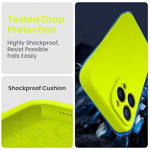 FireNova Designed for iPhone 15 Pro Case, Silicone Upgraded [Camera Protection] Phone Case with [2 Screen Protectors], Soft Anti-Scratch Microfiber Lining Inside, 6.1 inch, Fluorescent Green thumbnail 4