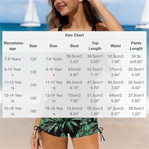 Vest-Style Swimsuit Set for Girls 7-16 Years | Sleeveless Round Neck Two-Piece Tankini | Simple Swimwear for Children thumbnail 4