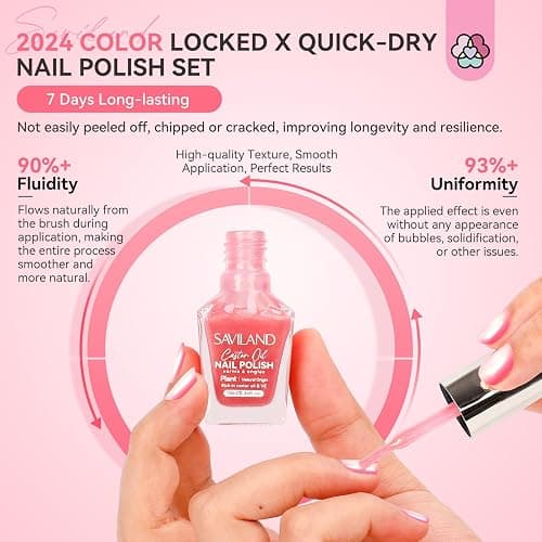 SAVILAND 6pcs Ombre Nail Polish Sets: Charm Pink Blue Gold Purple Pearl Summer Fingernail Polish Colors Air Quick Dry Nail Polish Plant-base Castor Oil Natural Nail Lacquer Women Home Manicure DIY thumbnail 3