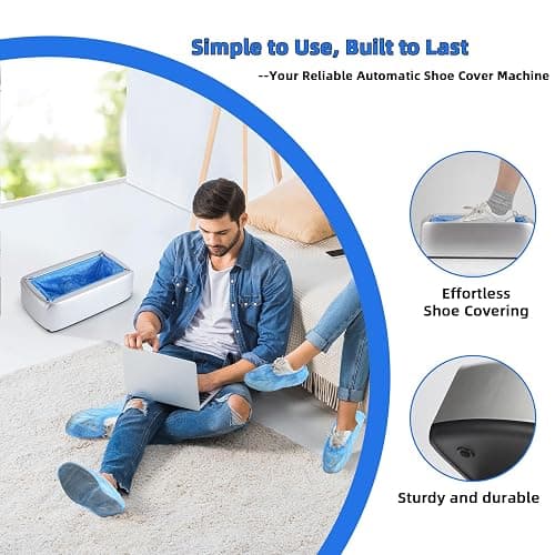 LYSHIYI Shoe Cover Dispenser with 200pcs Disposable Shoe Covers, Automatic Shoe Cover Machine Fits shoes up to Men's size 12, Suitable for Home, Factory, Hospital (Silver) thumbnail 3