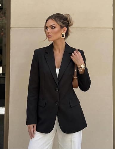 ZESICA Fall Blazer for Women Business Casual Lapel Suit Jacket | Dressy Work Office Clothes, Long Sleeve Open Front Collar, Button Down, Oversized, Side Pockets, 2026 Fashion Winter Outfit thumbnail 9