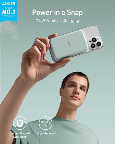 Anker 621 MagGo Power Bank, 5,000mAh Magnetic Portable Charger | Travel Essential Battery Pack with USB-C Cable, Compatible with iPhone 16 / 15 / 14 / 13 / 12 Series thumbnail 2