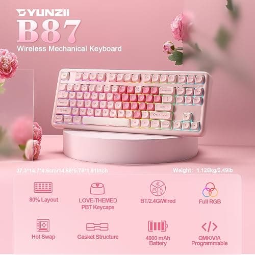 🌷YUNZII B87 Wireless Mechanical Keyboard (Get the cocoa cream V2 switches) thumbnail 2