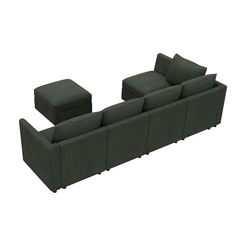 HONBAY Modular Sectional Sleeper Sofa Green Couch L Shaped Sectional Sofa with Storage, Convertible Couches for Living Room - Green thumbnail 11