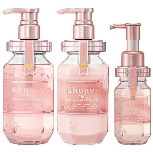 [Genuine Product] &honey Melty Moist Repair 3-Step Set Shampoo+Conditioner+Oil 440mL+450g+10/14.87.fl.Oz+15.69Oz+3.38Oz - Image 1