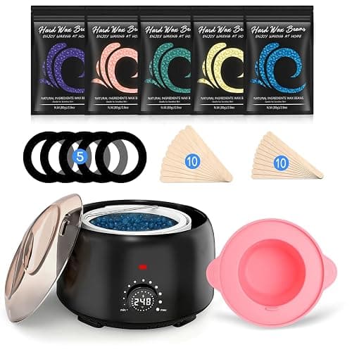 TIKESI Waxing Kit for Women and Men, Digital Wax Warmer with 14OZ 5 Bags Hard Wax Beads, at Home Wax kit for Full Body, Face, Eyebrows, Bikini, Legs, Brazilian & Sensitive Skin - Image 1