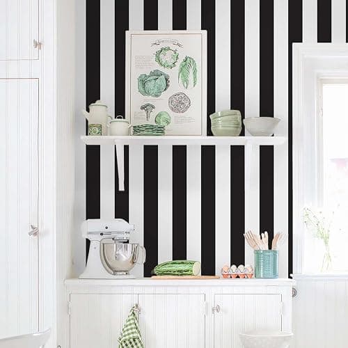 Cohoo Home Black and White Wallpaper Peel and Stick Striped Contact Paper for Cabinets Black and White Contact Paper Modern Self-Adhesive Removable Wallpaper Bedroom Bathroom Waterproof 197inL 18inW thumbnail 8