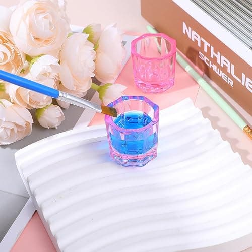 2 Pack Pink Dapping Dish for Nails Glass Nail Monomer, Pink Dish Cups for Nail, Glass Liquid Nails Bowls Liquids Holder Dampen Dishes Acrylic Powder Holder for Art Acrylic Liquid Manicure Care Tools thumbnail 6