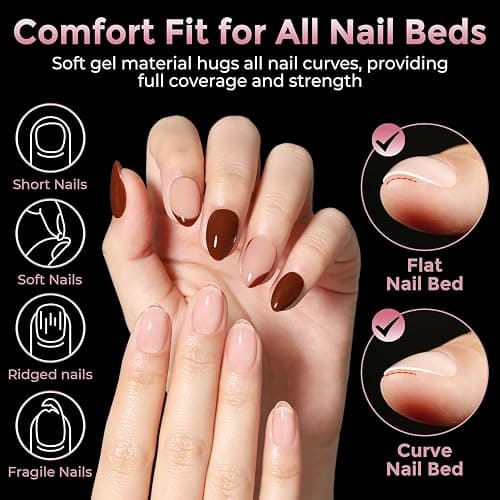 Luckyfairy Extra Short Almond Nail Tips, 240pcs Soft Gel Pre-Shaped Acrylic Fake Nails, Half Matte Full Cover Clear Gelly Press on Flase Nail Tips for Extension Nail Manicure Home DIY 12 Sizes thumbnail 4