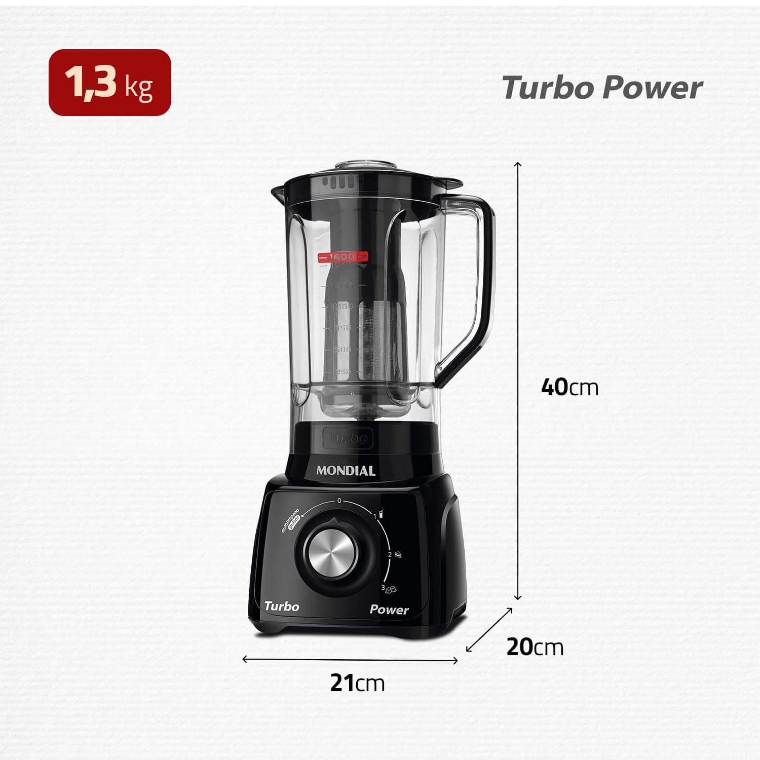 MONDIAL Liquidificador Turbo Power, Preto, 550W, 220V - L-99 FB thumbnail 8