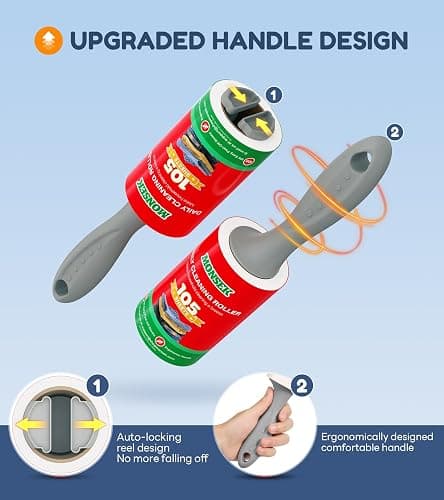MONSEK 4X Extra Sticky Lint Roller for Pet Hair, Lint Rollers 315 Sheets Mega Value Set, Pet Hair Remover with 3 Upgraded Handle 3 Rollers, Portable Lint Remover for Clothes, Furniture, Dog & Cat Hair thumbnail 3