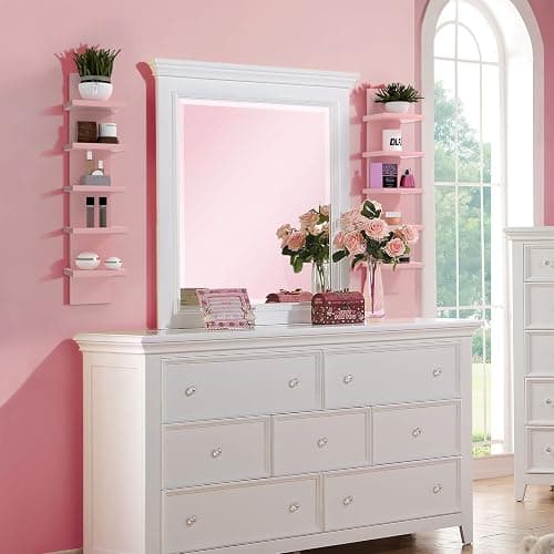Bloddream 5 Tier Wall Shelves Pink, Vertical Column Shelf Floating Storage Home Decor Organizer Tall Tower Design Utility Shelving Bedroom Living Room, 30.7 thumbnail 6
